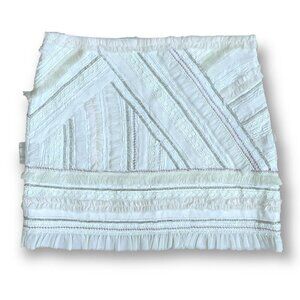 Club Monaco Embroidered Beaded Skirt Womens Sz 8 Ivory Blush Pink Mixed Media
